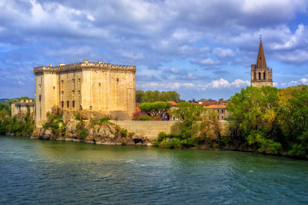 Tarascon castle and Old Town on the Rhone river, Provence, France