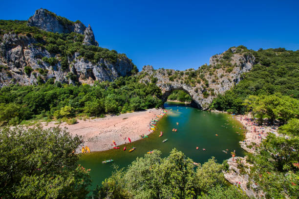 Pont d'Arc, a natural bridge carved out by the Ardeche River, South-Central France